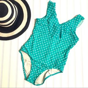 Girls Teal Heart Swimsuit One-piece- size 16